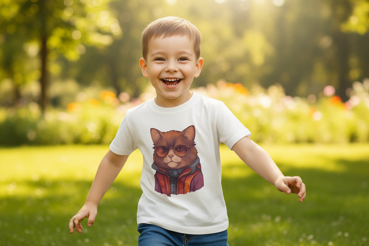 Kind mit Katzen T-Shirt