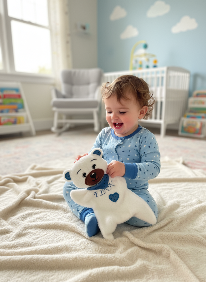 Kleinkind spielt mit Teddybär