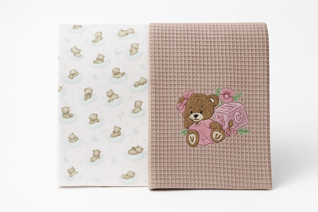 Premium Babydecke bestickt - Luxus Baumwolle Waffelpiqué